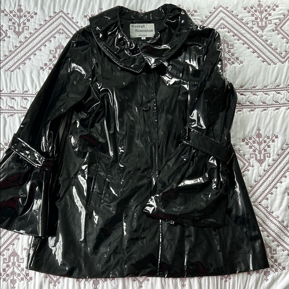 George Simonton Glossy Black Trench Coat